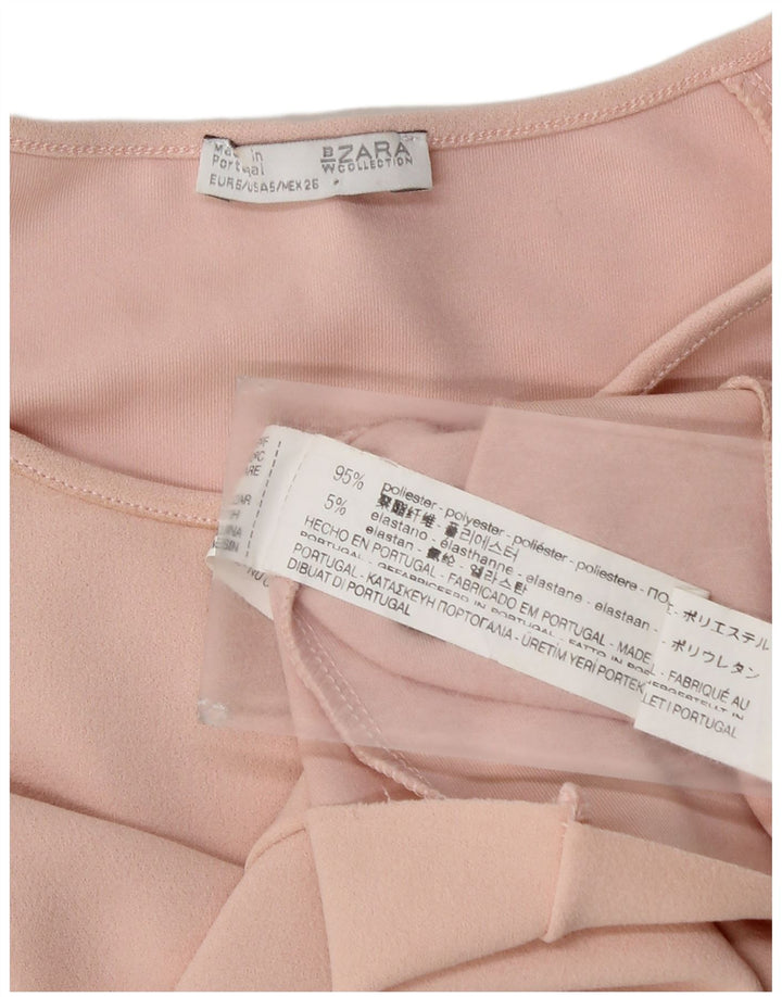 Zara Womens Crop Batwing Blouse Top UK 10 Small Pink Polyester