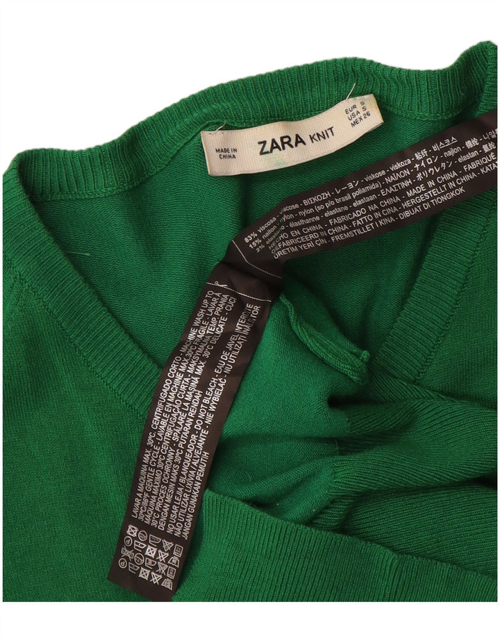 Zara Womens Cardigan Sweater UK 10 Small Green Viscose
