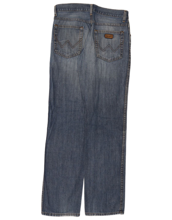 Wrangler Mens Regular Fit Straight Jeans W32 L32 Blue Cotton
