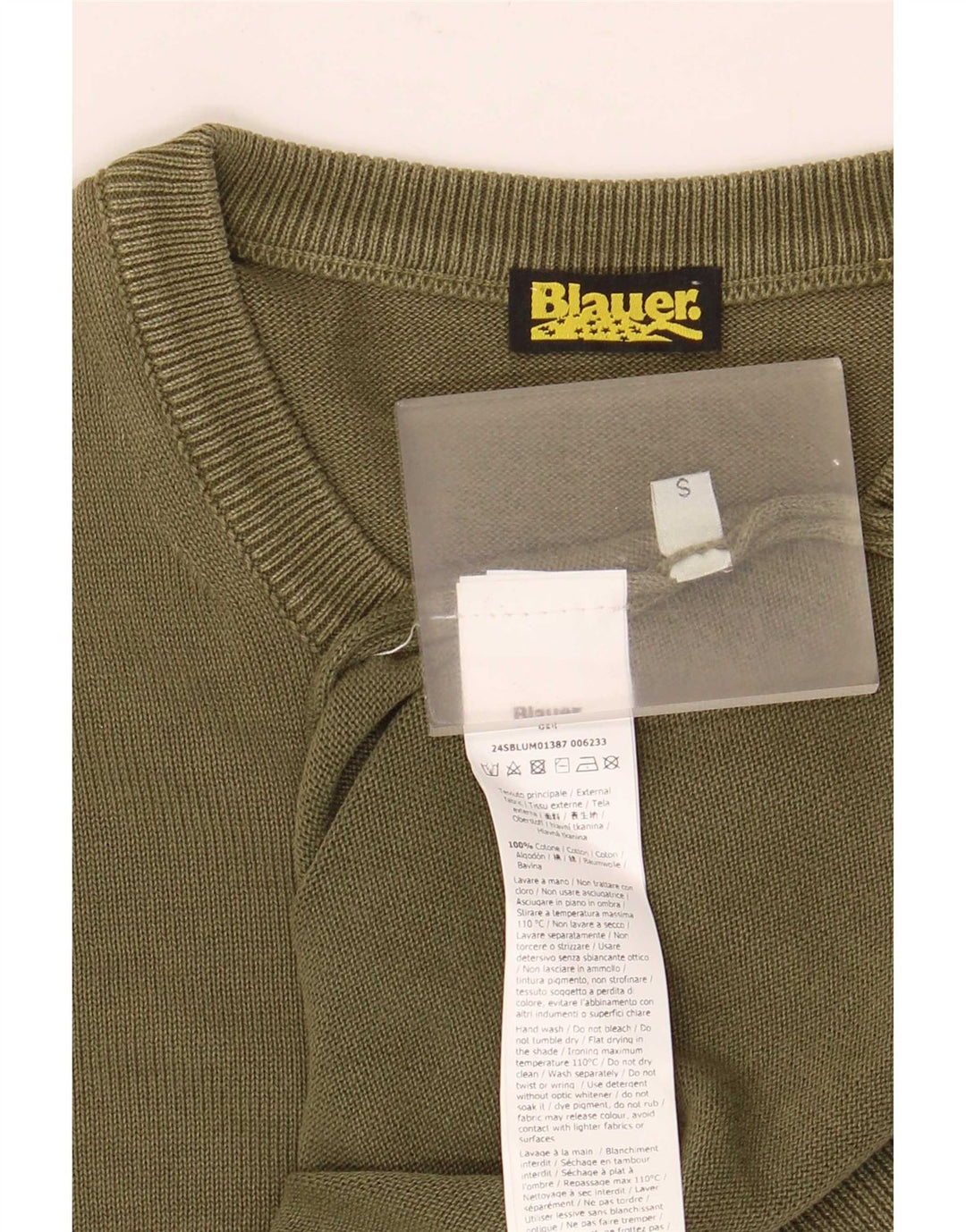 Blauer Mens Crew Neck Jumper Sweater Small Green Cotton