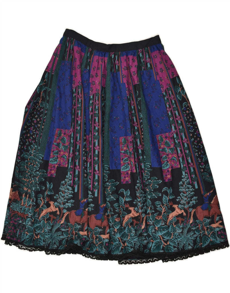 VINTAGE Womens Graphic Gypsy Skirt W30 Medium  Navy Blue Floral | Vintage Vintage | Thrift | Second-Hand Vintage | Used Clothing | Messina Hembry 