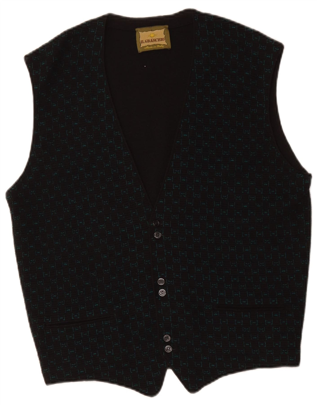 Il Granchio Mens Sleeveless Cardigan Sweater Small Black Check