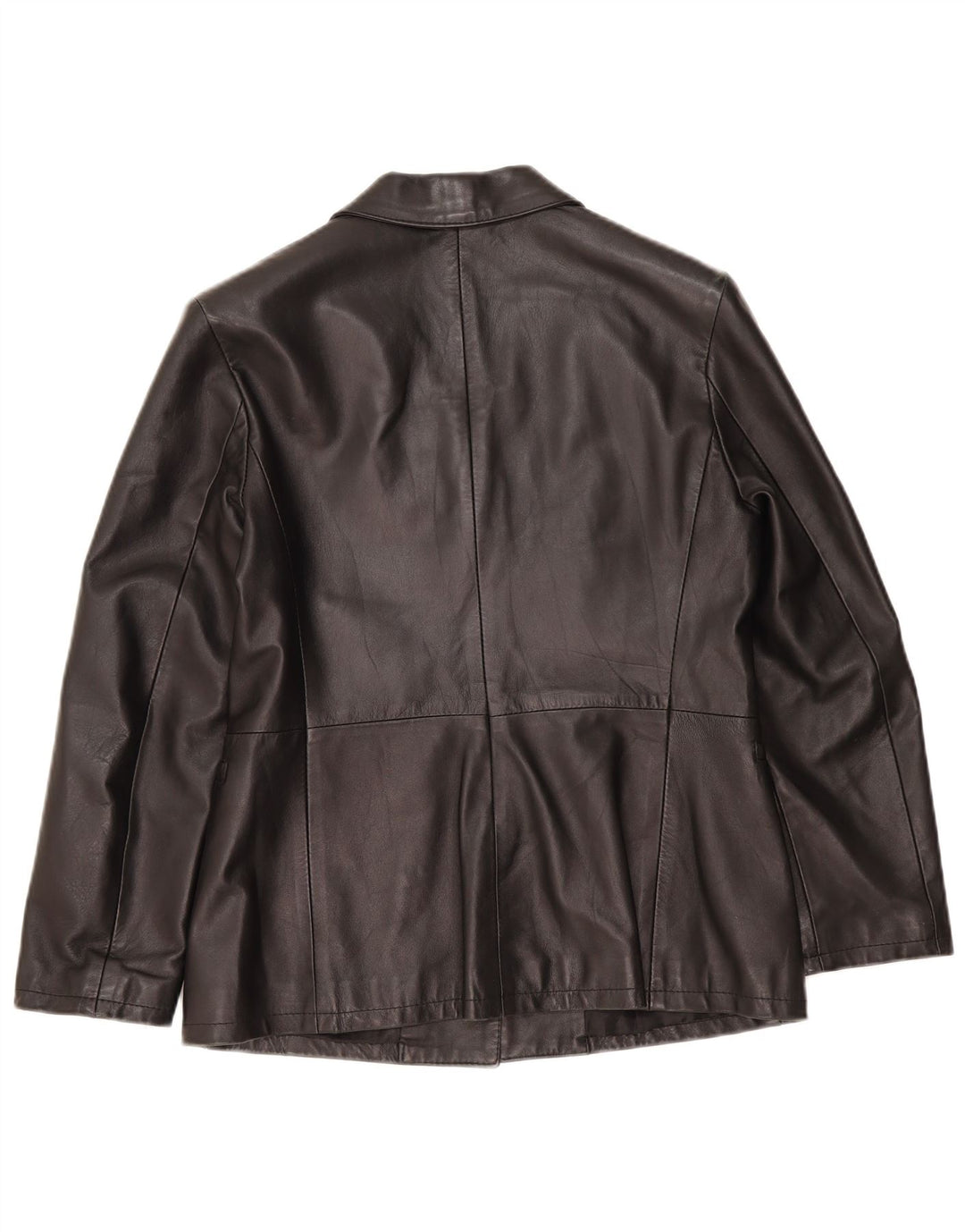Vintage Womens 3 Button Leather Blazer Jacket IT 48 XL Black Leather
