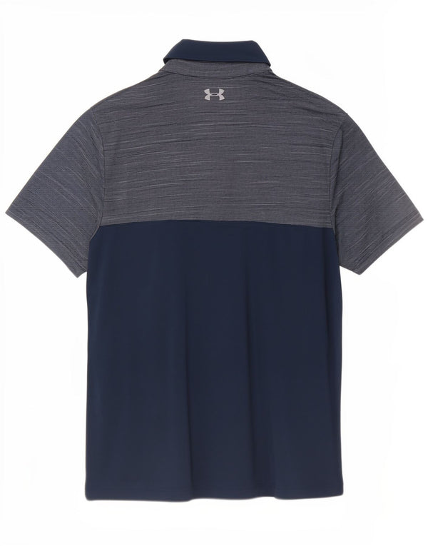 Under Armour Mens Loose Fit Polo Shirt Small Navy Blue Colourblock