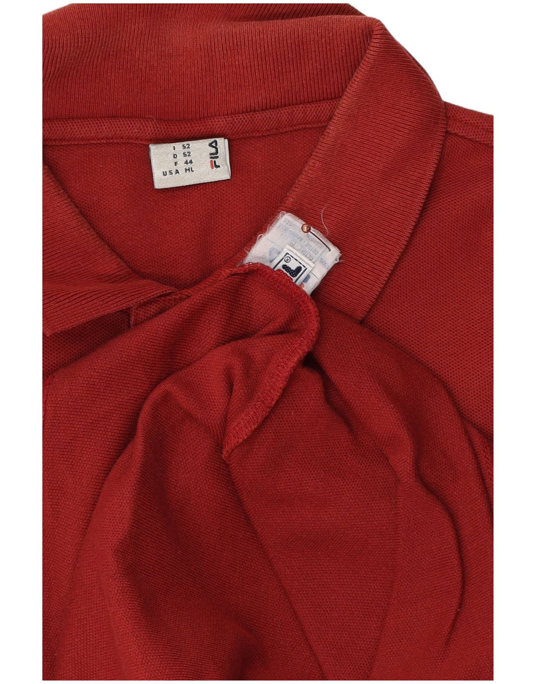 Fila Mens Polo Shirt IT 52 Large Burgundy Cotton