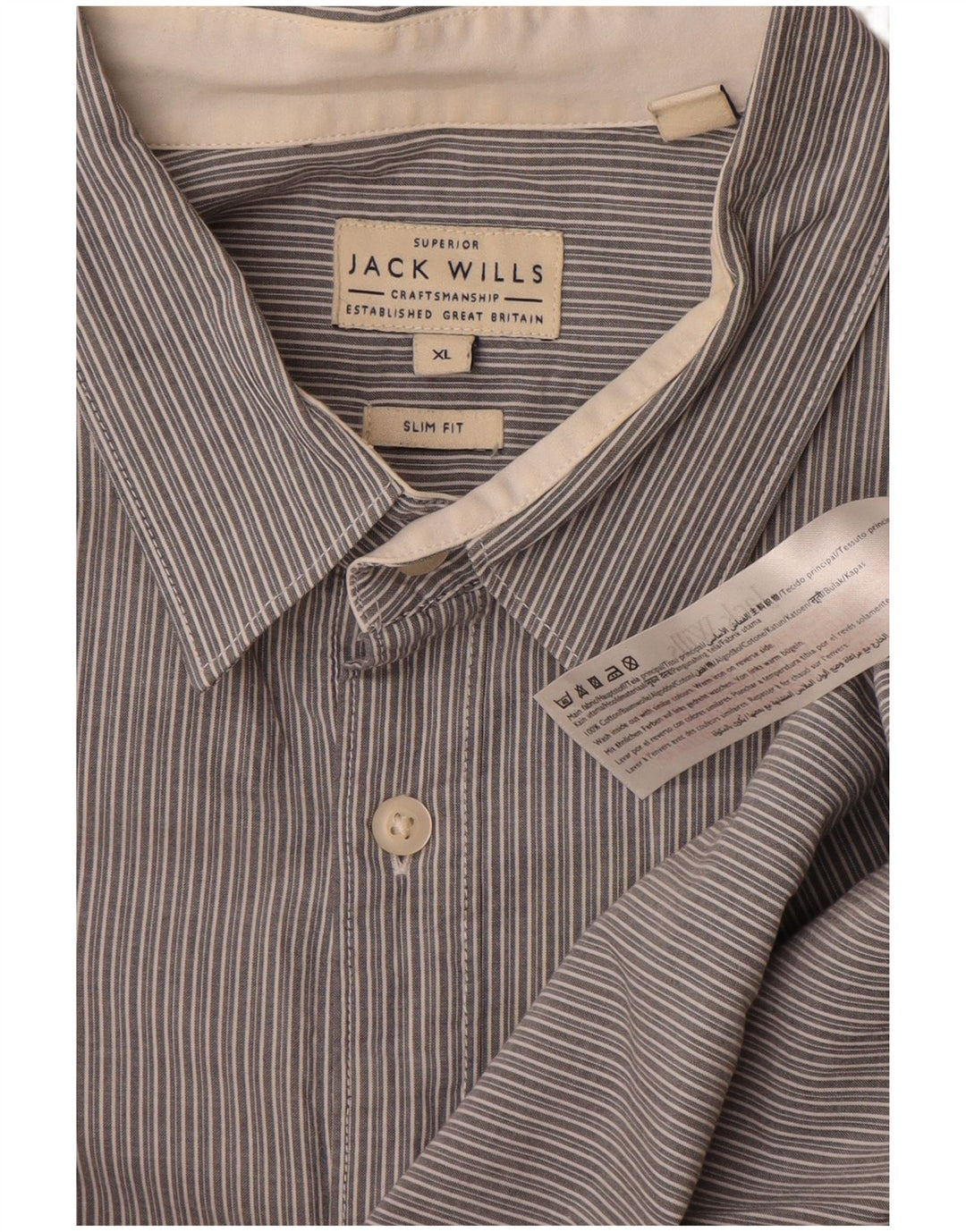 JACK WILLS Mens Slim Fit Shirt XL Grey Pinstripe Cotton