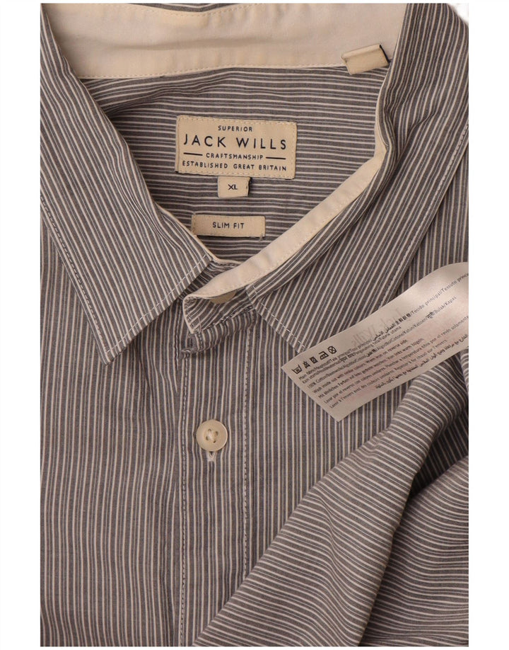 JACK WILLS Mens Slim Fit Shirt XL Grey Pinstripe Cotton