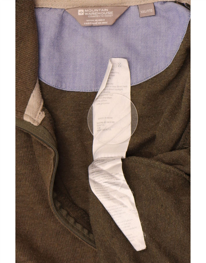Mountain Warehouse Mens Zip Neck Sweatshirt Jumper 2XL Khaki Cotton