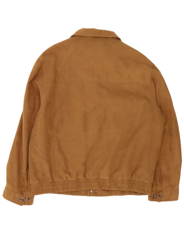 Vintage Mens Bomber Jacket UK 42 XL Brown Argyle/Diamond Polyester