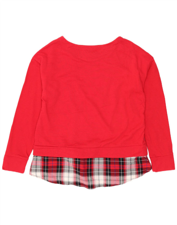 Izod Womens Top Long Sleeve UK 14 Large Red Plaid Cotton