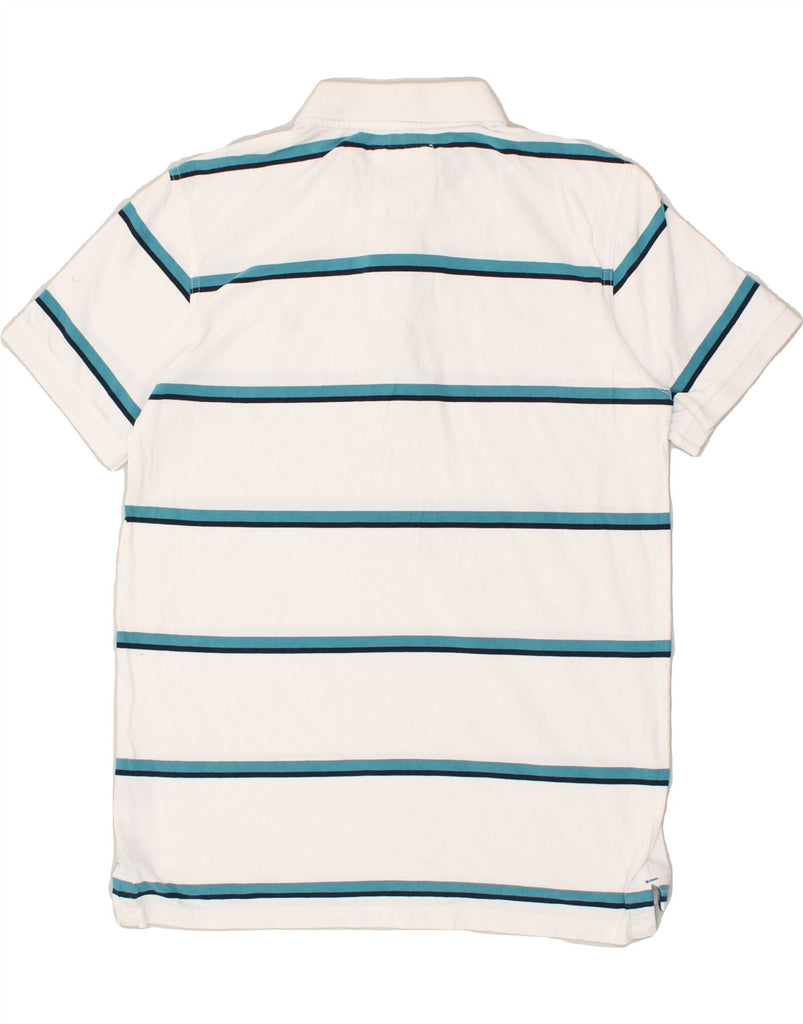 CREW CLOTHING Mens Polo Shirt Medium White Striped Cotton | Vintage Crew Clothing | Thrift | Second-Hand Crew Clothing | Used Clothing | Messina Hembry 