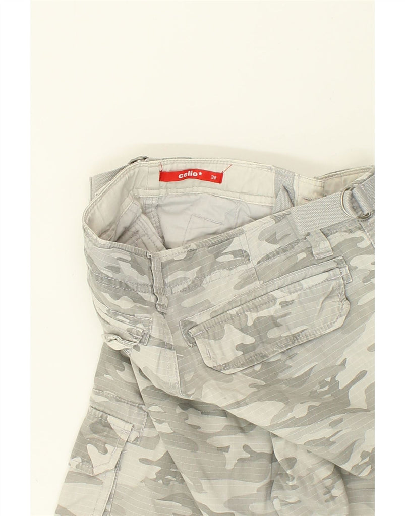 CELIO Mens Cargo Shorts EU 38 Medium W30 Grey Camouflage | Vintage Celio | Thrift | Second-Hand Celio | Used Clothing | Messina Hembry 