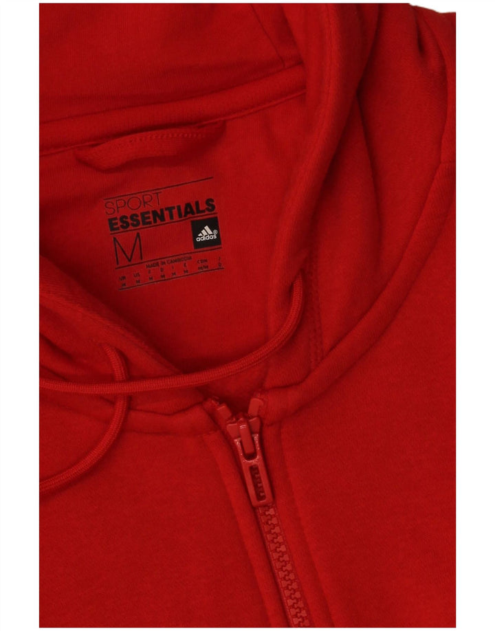 Adidas Mens Zip Hoodie Sweater Medium Red Cotton