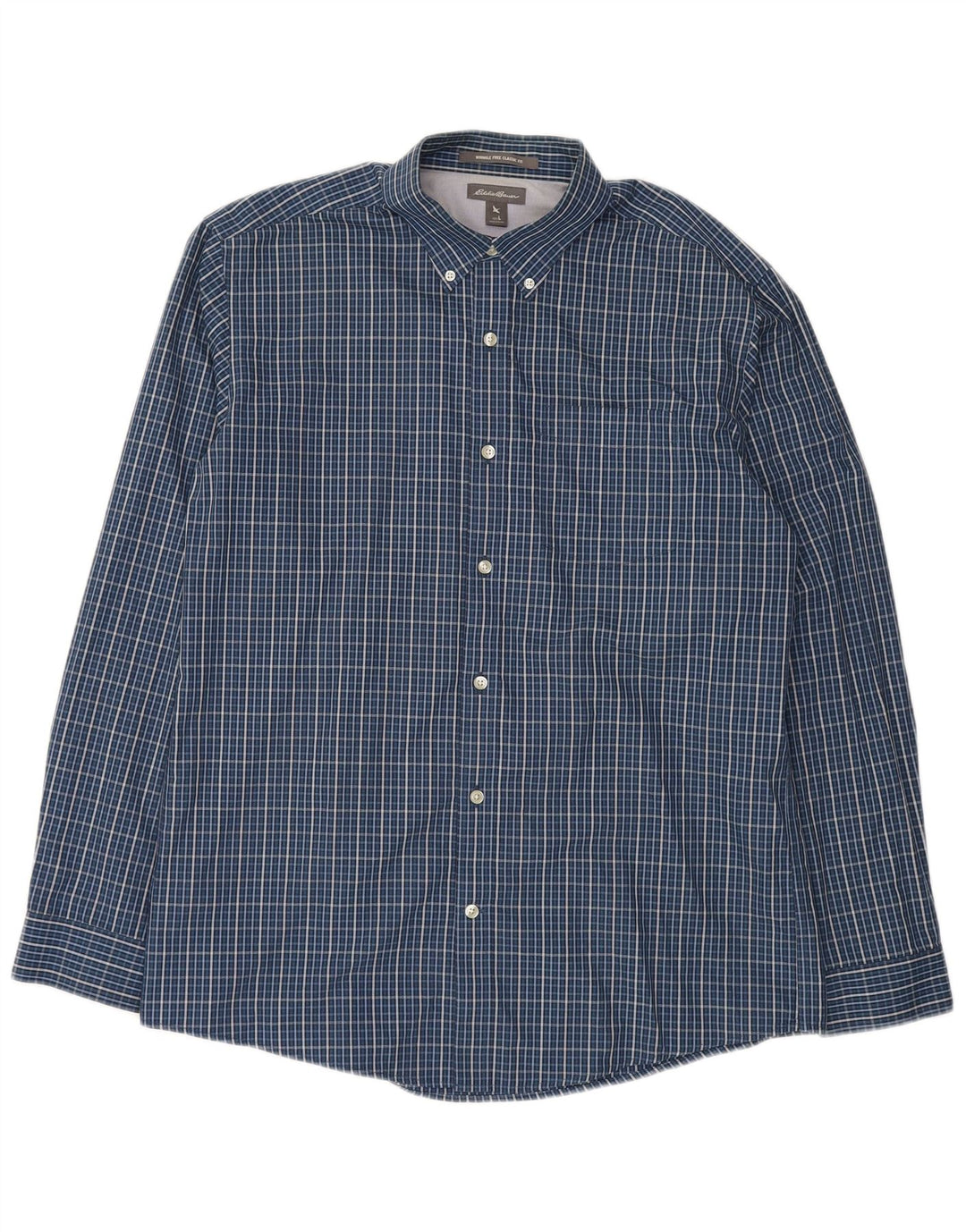 Eddie Bauer Mens Classic Fit Shirt Large Blue Check Cotton