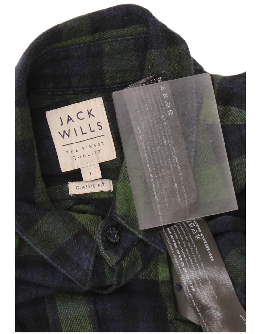 Jack Wills Mens Classic Fit Flannel Shirt Large Navy Blue Check Cotton