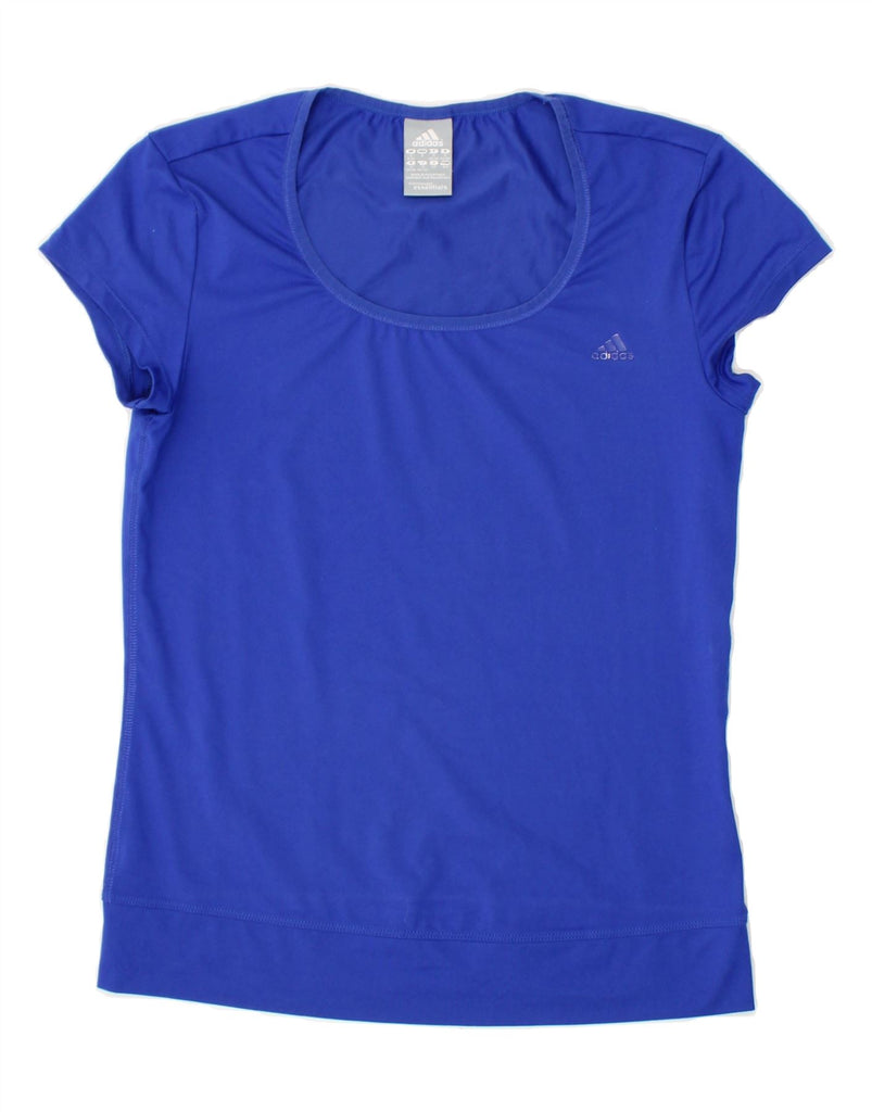 ADIDAS Womens T-Shirt Top UK 8/10 Small Blue Polyester Vintage Adidas and Second-Hand Adidas from Messina Hembry 