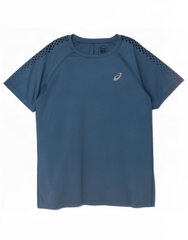 Asics Mens T-Shirt Top XL Navy Blue Spotted Polyester