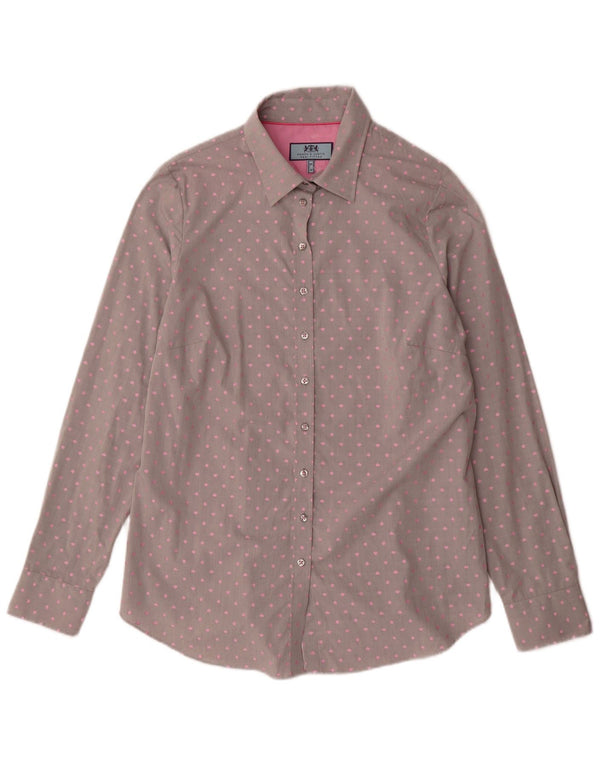 Hawes & Curtis Womens Shirt UK 14 Large Grey Spotted