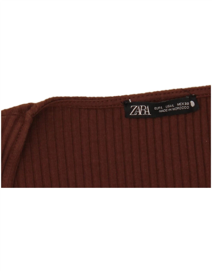 ZARA Womens Bodycon Dress UK 14 Large Brown