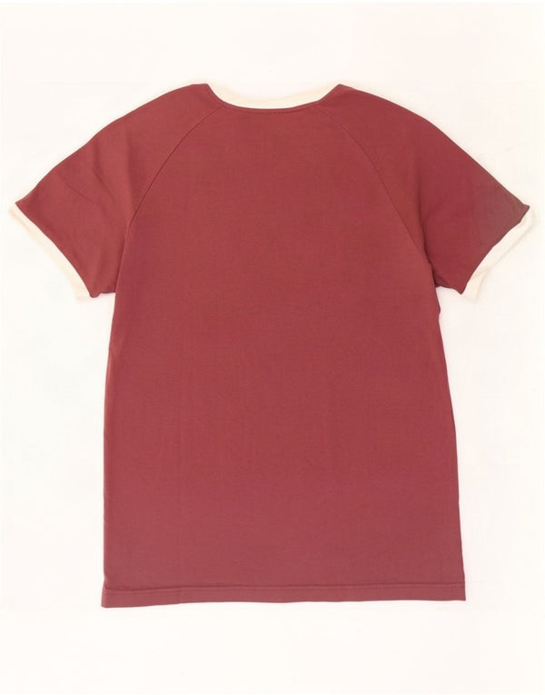 Adidas Mens T-Shirt Top Medium Burgundy Cotton
