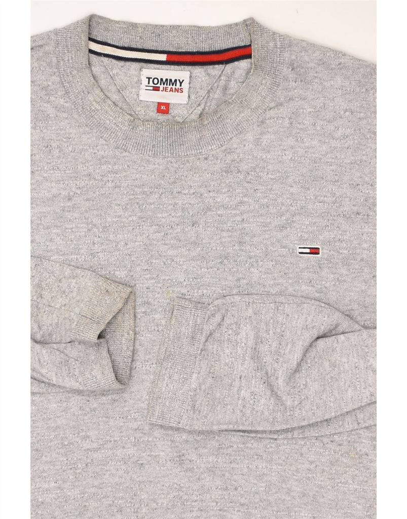 TOMMY HILFIGER Mens Crew Neck Jumper Sweater XL Grey Cotton | Vintage Tommy Hilfiger | Thrift | Second-Hand Tommy Hilfiger | Used Clothing | Messina Hembry 