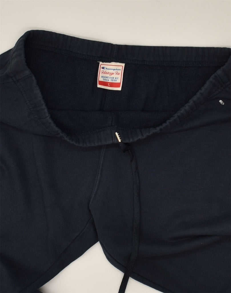 CHAMPION Womens Tracksuit Trousers UK 16 Large Navy Blue | Vintage Champion | Thrift | Second-Hand Champion | Used Clothing | Messina Hembry 