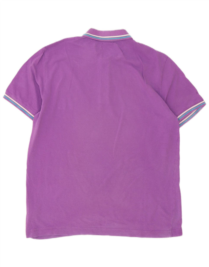 Kappa Mens Polo Shirt Large Purple Striped Cotton