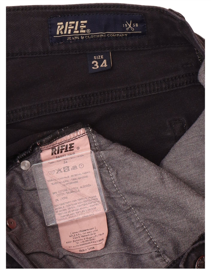 RIFLE Mens Slim Jeans W34 L34 Grey Cotton