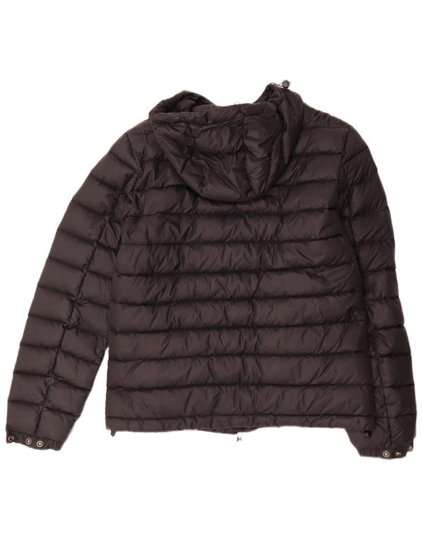 ARMANI JEANS Womens Hooded Padded Jacket UK 14 Medium Black Polyamide