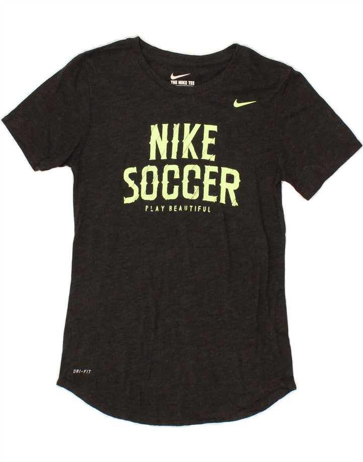 NIKE Womens Athletic Cut Graphic T-Shirt Top UK 6 XS Grey Polyester Vintage Nike and Second-Hand Nike from Messina Hembry 