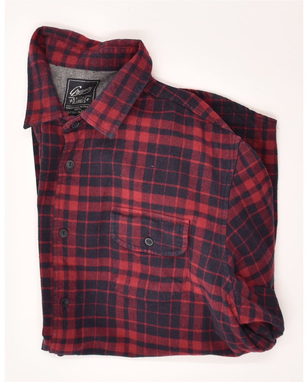 VINTAGE Mens Flannel Shirt XL Navy Blue Check Cotton Vintage Vintage and Second-Hand Vintage from Messina Hembry 