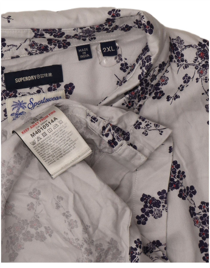 Superdry Mens Short Sleeve Shirt 2XL Grey Floral Modal