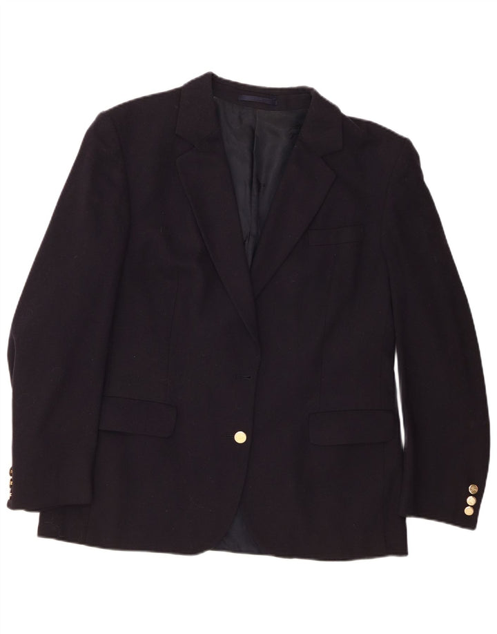 Burberrys Womens 1 Button Blazer Jacket UK 12 Medium Navy Blue Wool