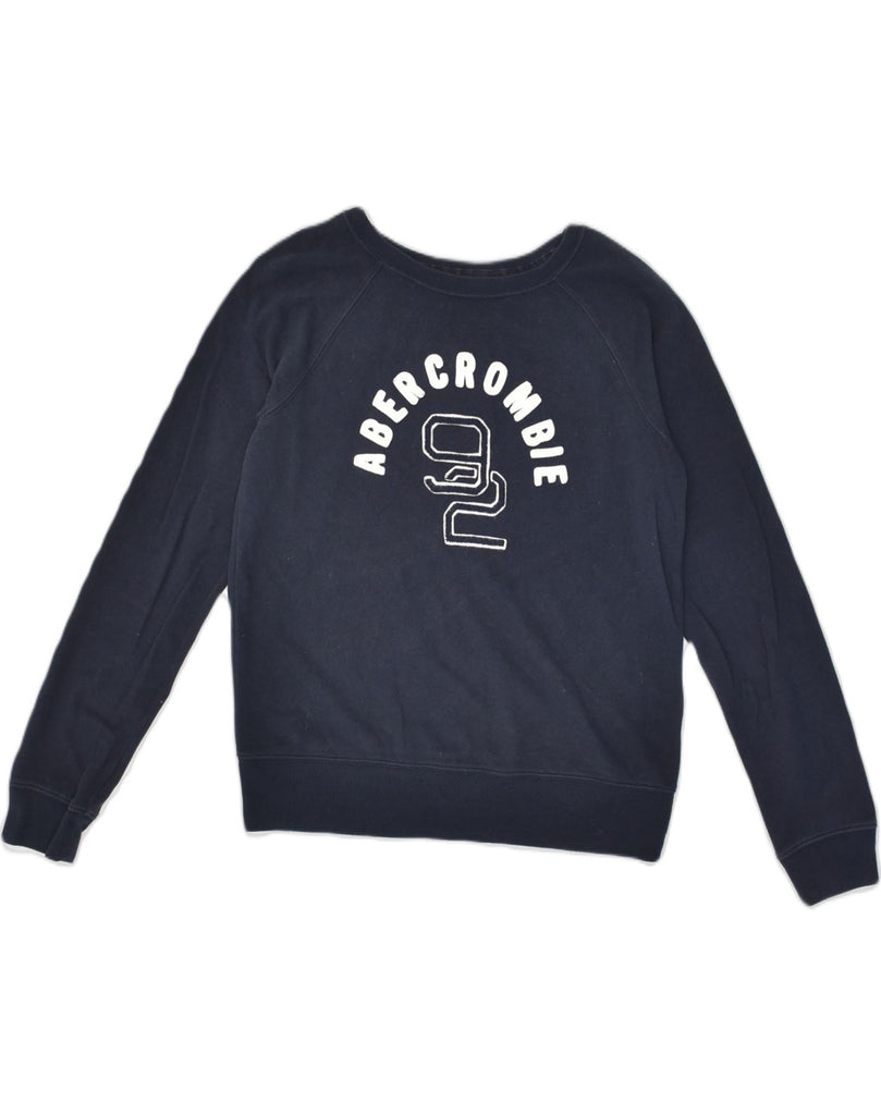 ABERCROMBIE & FITCH Womens Graphic Sweatshirt Jumper UK 14 Medium Navy Blue | Vintage Abercrombie & Fitch | Thrift | Second-Hand Abercrombie & Fitch | Used Clothing | Messina Hembry 