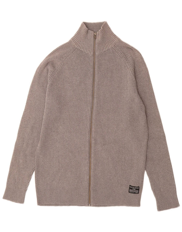 Jack & Jones Mens Cardigan Sweater Medium Grey Cotton