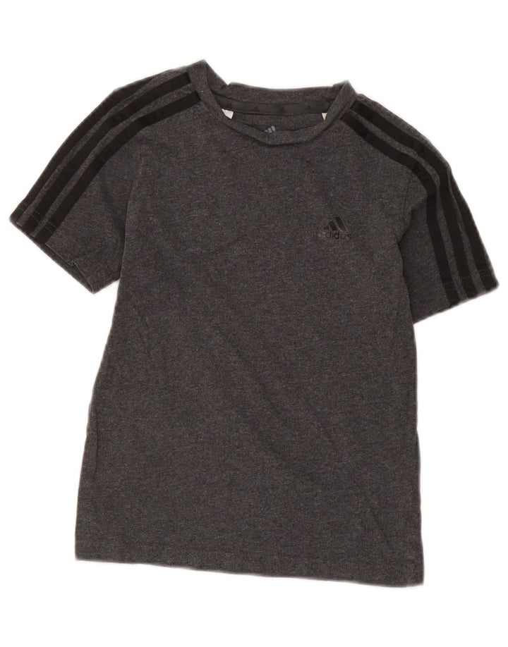 Adidas Boys T-Shirt Top 7-8 Years Grey Flecked Cotton