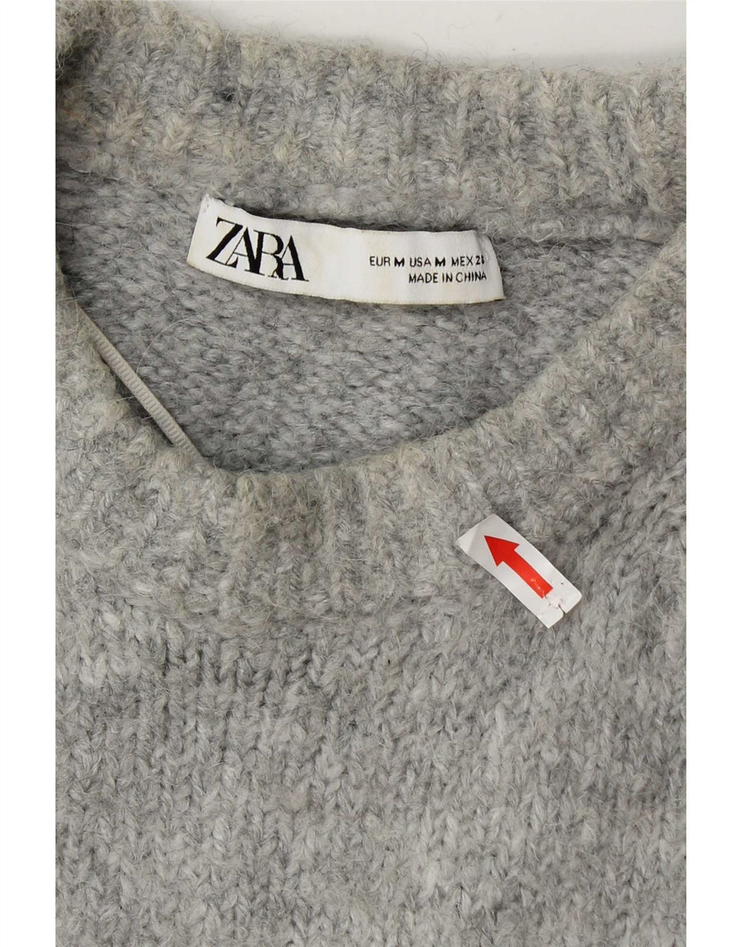 Zara Womens Oversized Crew Neck Jumper Sweater UK 14 Medium Grey Acrylic