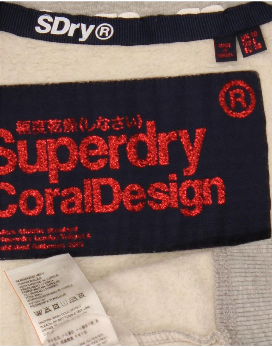 Superdry Womens Graphic Tracksuit Top Jacket UK 10 Small Grey Cotton