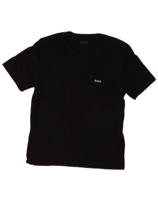 HUGO BOSS Womens T-Shirt Top UK 14 Large Black Cotton