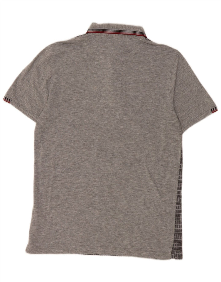 Ted Baker Mens Polo Shirt Size 3 Medium Grey Gingham Polyester