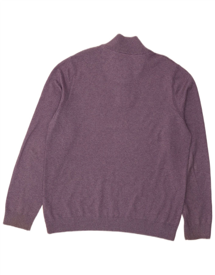 Fat Face Mens Zip Neck Jumper Sweater Large Purple Cotton