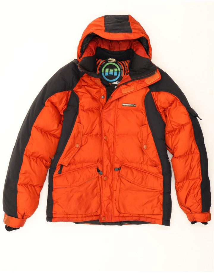 Bastard Mens Hooded Padded Jacket UK 38 Medium Orange Colourblock Polyamide