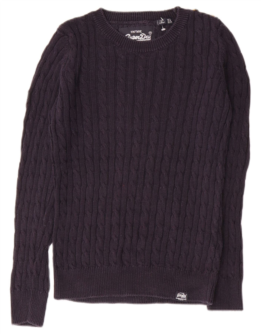 SUPERDRY Womens Crew Neck Jumper Sweater UK 8 Small  Navy Blue Cotton