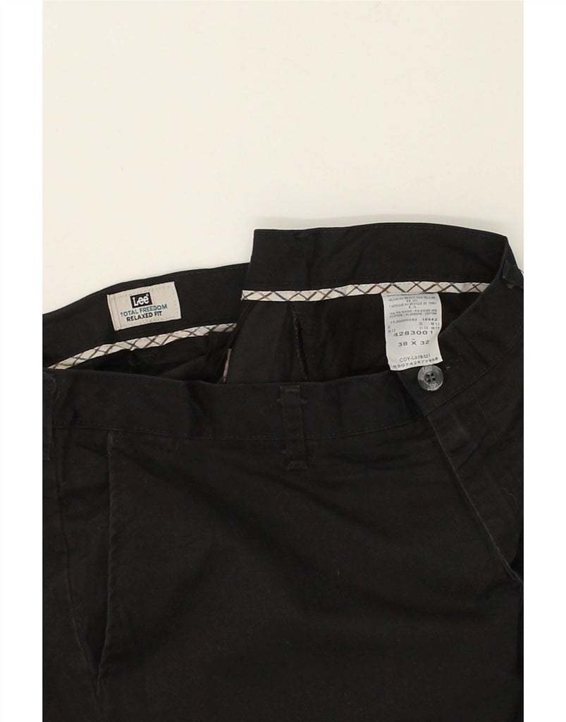 LEE Mens Relaxed Fit Chino Trousers W38 L32  Black Polyester | Vintage Lee | Thrift | Second-Hand Lee | Used Clothing | Messina Hembry 