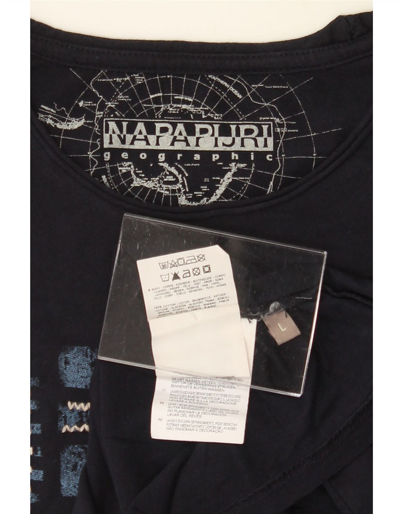 NAPAPIJRI Mens Graphic Top Long Sleeve Large Navy Blue Cotton Vintage Napapijri and Second-Hand Napapijri from Messina Hembry 