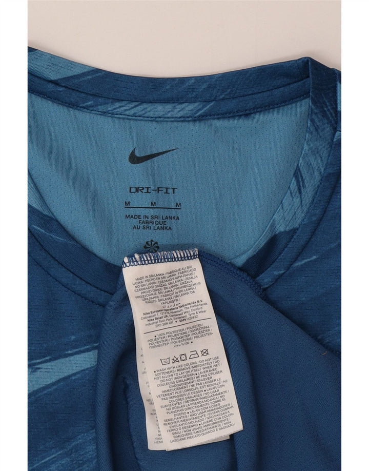 NIKE Mens Dri Fit Graphic T-Shirt Top Medium Blue Tie Dye Polyester