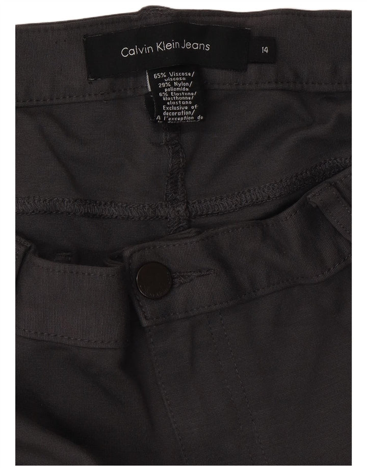 CALVIN KLEIN Womens Slim Casual Trousers US 14 XL W34 L32 Grey Viscose