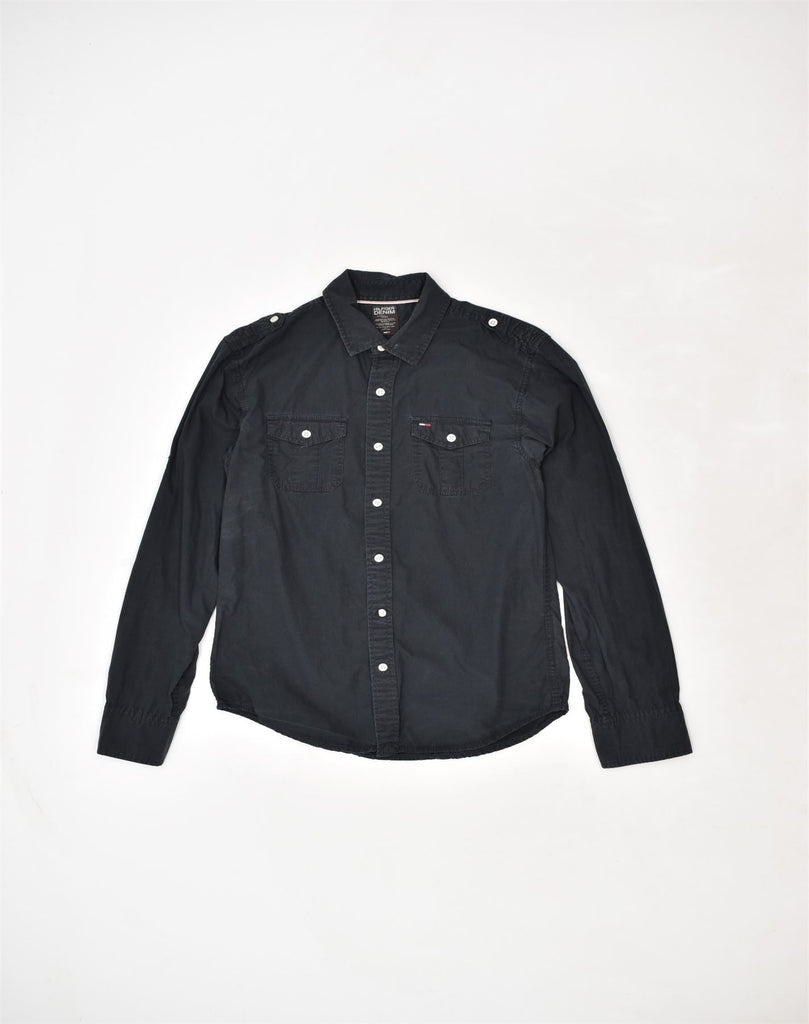 TOMMY HILFIGER Mens Shirt Small Black Cotton | Vintage | Thrift | Second-Hand | Used Clothing | Messina Hembry 