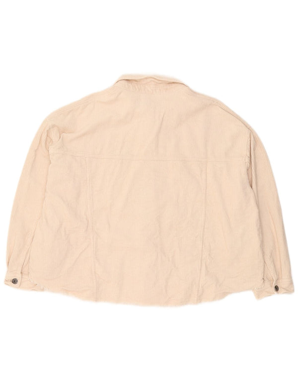 Zara Womens Corduroy Jacket UK 20 2XL Off White Cotton