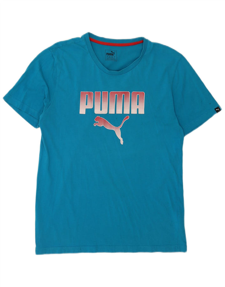 Puma Mens Graphic T-Shirt Top Medium Blue Cotton